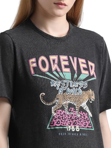 Image of ONLY Typography Printed Cotton T-Shirt