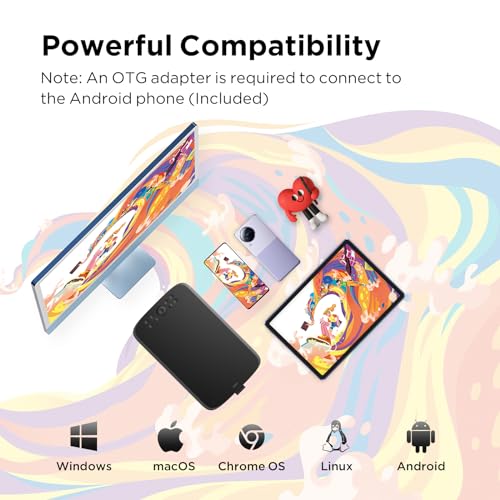 Image of UGEE Upgrade M908 10x6.25Drawing Tablet,Graphics Tablet with 8 Hot Keys & Scroll Wheel,Battery Free Stylus of 16K Levels Pressure Sensitivity Drawing Pad Compatible with Windows /Mac /Android Art Tablet