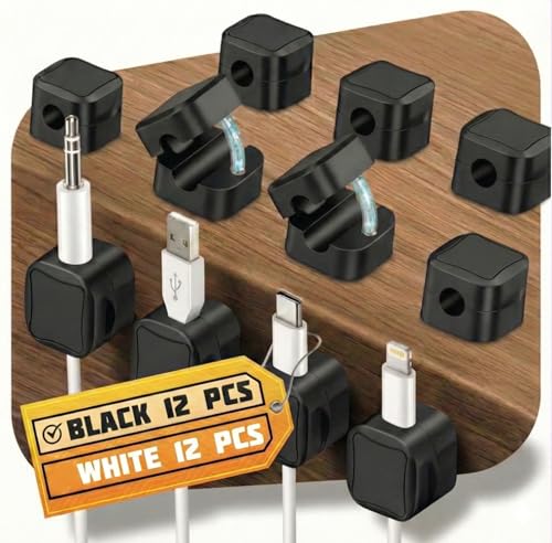 12 Pack Magnetic Cable Clips Black – Fast...