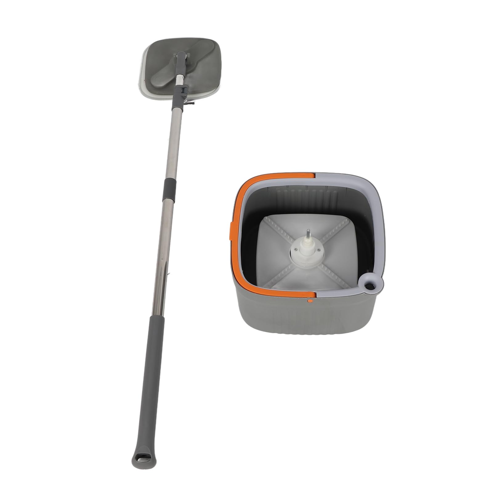 Wakects Juego de Cubo Giratorio para Fregona, Fregona de Microfibra con Cabezal Flexible de 360 ​​Grados, Ideal para Limpieza del Hogar y la Oficina (6 Almohadillas para trapeador)