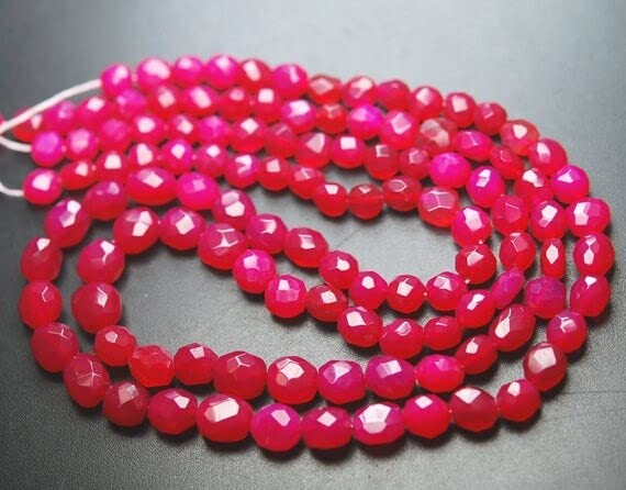 Calcédoine rose 8-9mm perles pépites taillées pour enfilage et loisirs créatifs