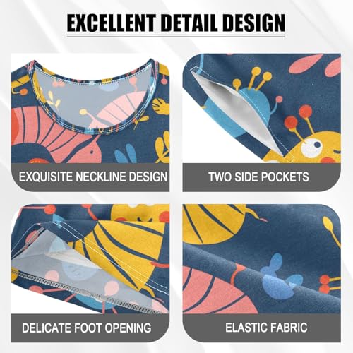 ALAZA Cute Caterpillar Pajamas Set Short Sleeve Cotton Sleepwear Summer Pjs 2 Piece 5-14Y4