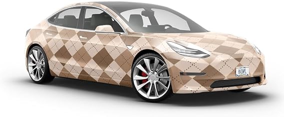 Rwraps Brown Argyle Fashionable Grandpa Matte Vinyl Film Wrap 59in x 16ft Vinyl Vehicle Car Film Sheet Roll