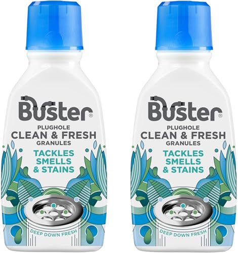 Buster Clean & Fresh Granules, 2 Pack – Tackle Smells and Stains for Clean and Fresh Plugholes, Drains, Dishwashers and Washing Machines – Fast Acting and Lasting Results