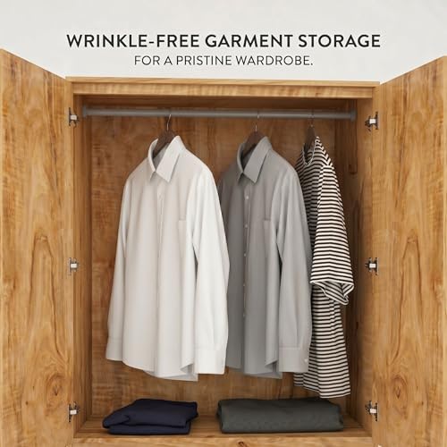 Image of FFO Matrix 2 Door Wardrobe with 2 Drawers | Multi-Purpose Wardrobe Organizer with Shelves | Engineered Wood Cupboard for Living Room, Bedroom & Office | Modern Sideboard Storage Unit Coach Wood DIY.
