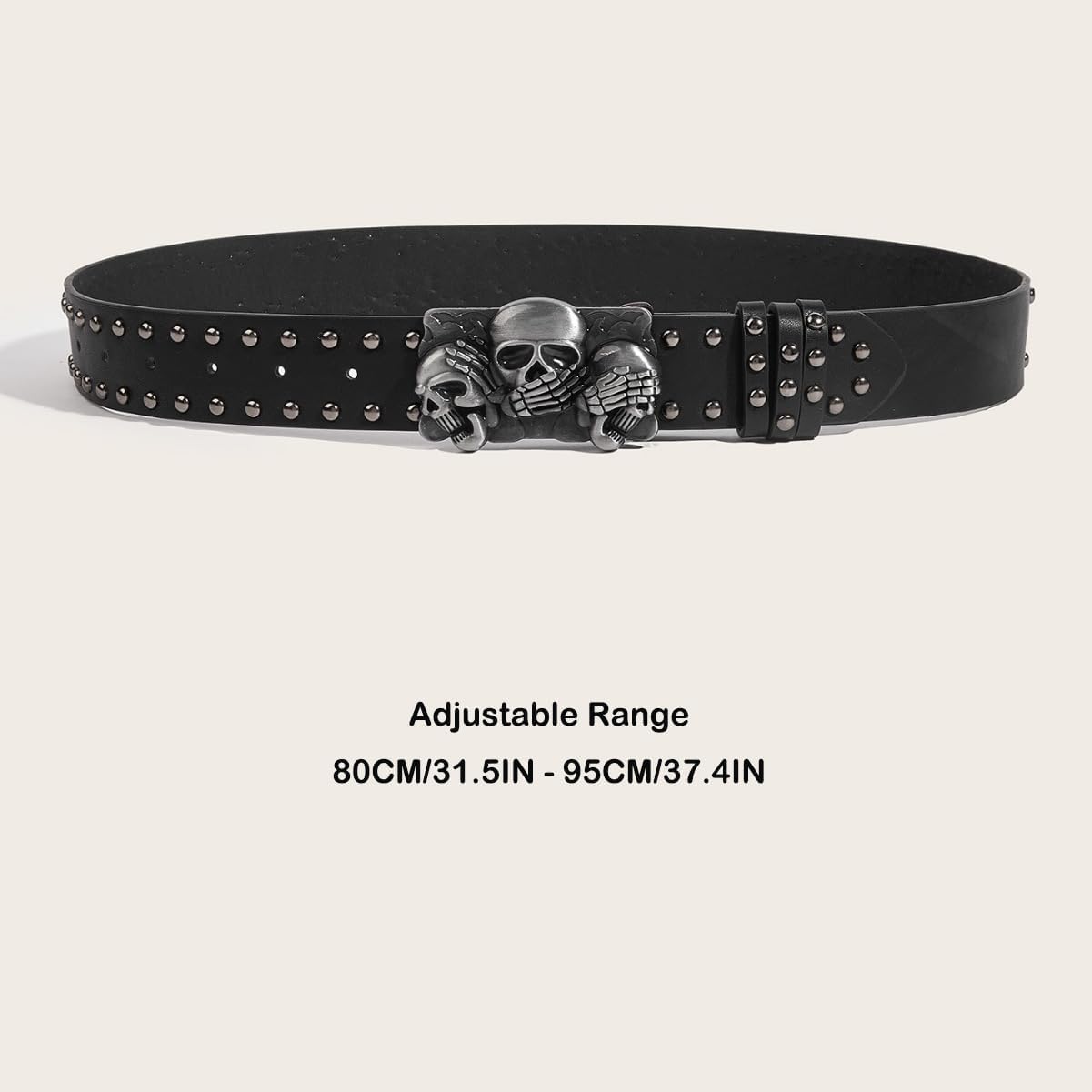 Skull Punk Studded Belt,Y2k Cool Belt Goth Gothic Grunge Waist Belt for Women Men