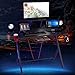 Tangkula Gaming Desk, E-Sport Gaming Workstation, Multifunctional Computer Desk Gamer Desk, PC Game Desk with Headset Hook, Cup Holder, Desk for Gaming (Black)
