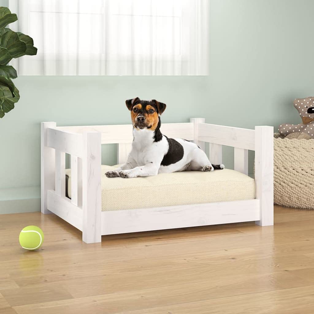 Camerina Cama para Perros Madera Maciza de Pino Blanca 55,5x45,5x28 cm Sofa Perro Grande