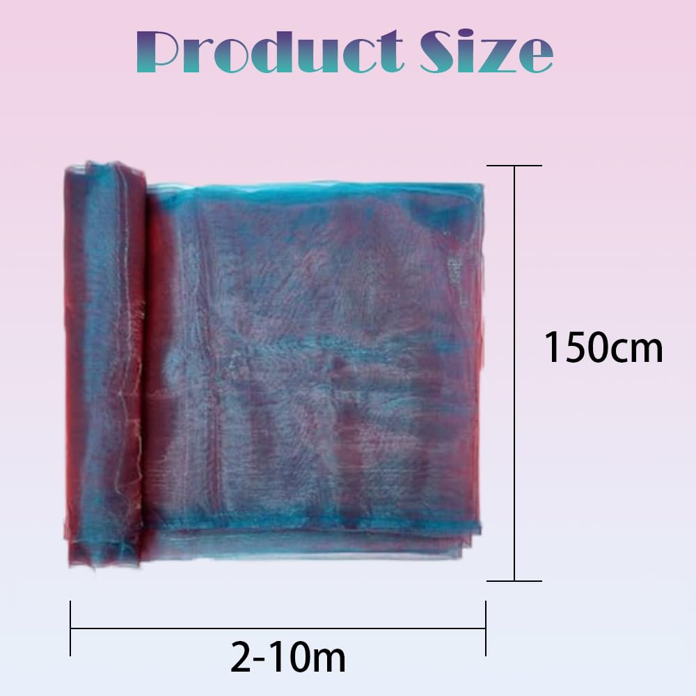 Schillernder Organzastoff Purpurrot 10m*150cm Gradient Organza Spitzenstoff Magisch Glänzend Stoffband Bunt transparenter Stoffe zum Nähen Tüllstoff Dekostoff für DIY Kostüm Hintergrund Hochzeit