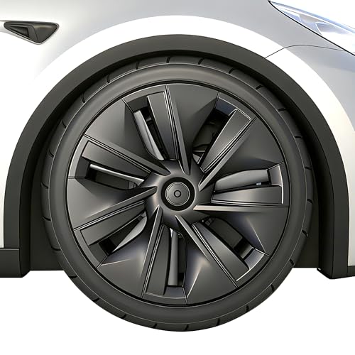 Stellar Speed 19 Inch Wheel Covers for Tesla Model Y 2021-2024 Hubcaps Compatible with Tesla Model Y Rim Protector Replacement Quick Installation 4 Pcs Matte Black