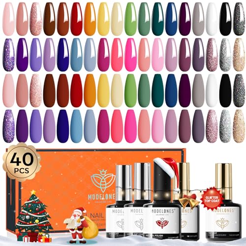 modelones 40 Pcs Gel Nail Polish Set, 36 Colors Winter
