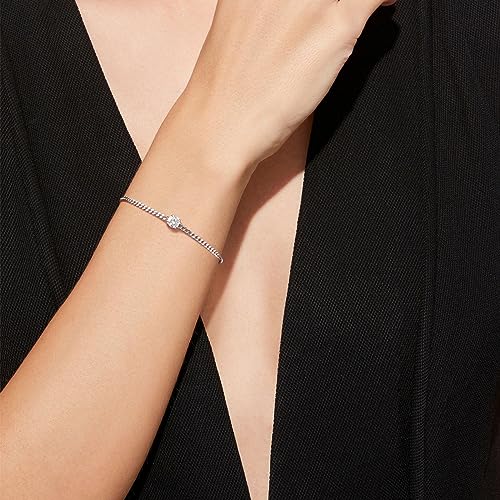 Sterling Silver Cuban Moissanite Bracelet: White Gold Plated 925 Silver Cuban Chain Sparkling VVS1 Solitaire Precious Stylish Birthday Valentine's Day Christmas Wedding Brides Jewelry Gift4