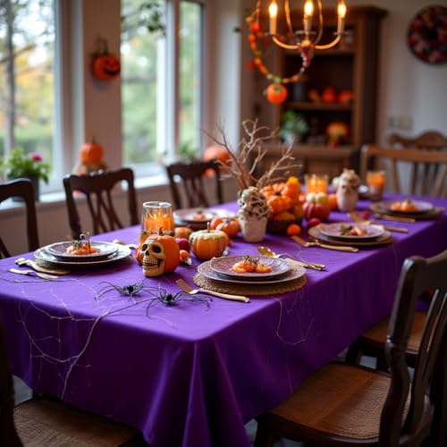 Image of sancua Rectangle Tablecloth for 6 Foot Tables, 54x108 Inch, Purple