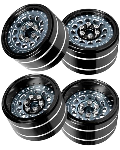 BRCatWPark RC 2.2 Beadlock Wheels Adjustable 4 Offsets Rims for 1/10 RC Crawler Car SCX10 SCX10 II 90046 SCX10 III AXI03007 SCX10 Pro TRX4 TRX6 D90 Gen7/8 VS4-10 MST CFX,Titanium