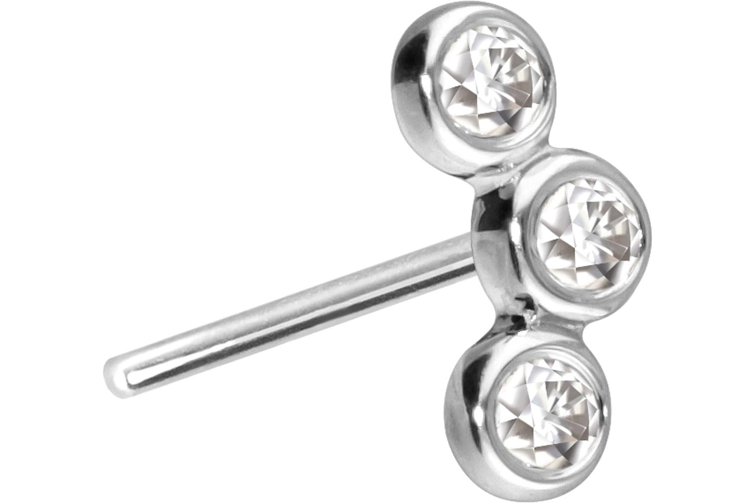 PIERCINGLINE 14 Karat Gold Piercing Aufsatz mit Titan Push Pin OHNE Labret Stecker MOISSANIT-BOGEN