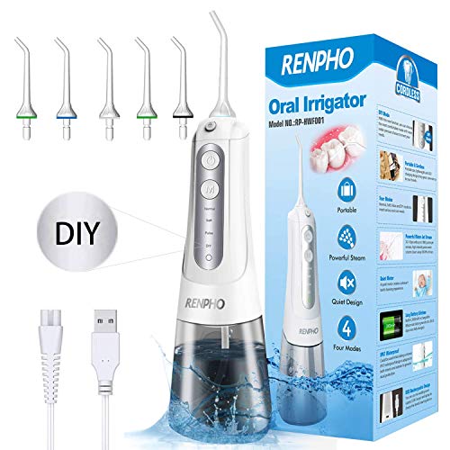 Water Flosser, RENPHO Cordless Portable Ultra Oral Irrigator for Teeth, DIY Mode Dental