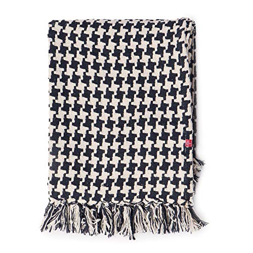 Redearth RETH32-CT111-IVORY NAVY · Classic Throw Blanket -Houndstooth Medium Weight Soft Lap Blanket For Sofa Bed Couch Chairs Loveseats Car thumb #2