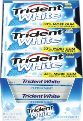 Chicle Trident White Peppermint Sin Azúcar, Paquete de 16 Unidades
