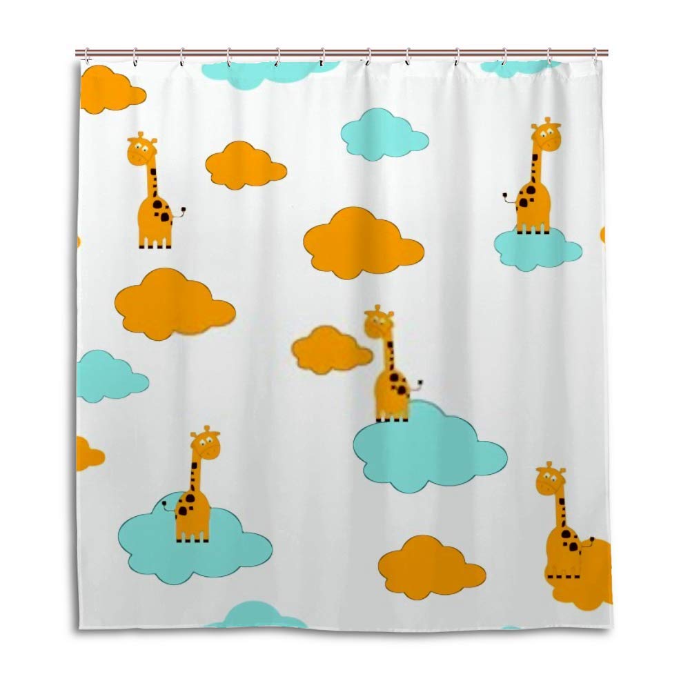 Rideau de douche lavable en machine polyester girafe anti-moisissure