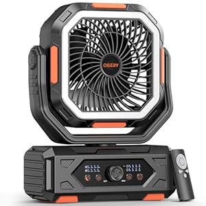 2025 Upgraded Camping Fan, Portable Rechargeable Fan with 20000mAh Battery Powered, Stronger Wind, Stepless Speed Regulation, Fast Charging for Tent, Travel, Car, Outdoor Camping Essentials
