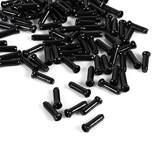 100Pcs 100Pcs Aluminum Alloy Mtb Bike Bicycle Brake Cable Tips Crimps Bicycles Derailleur Shifting End Hat Core Inner Wire Ferrules(Black) #TOP1