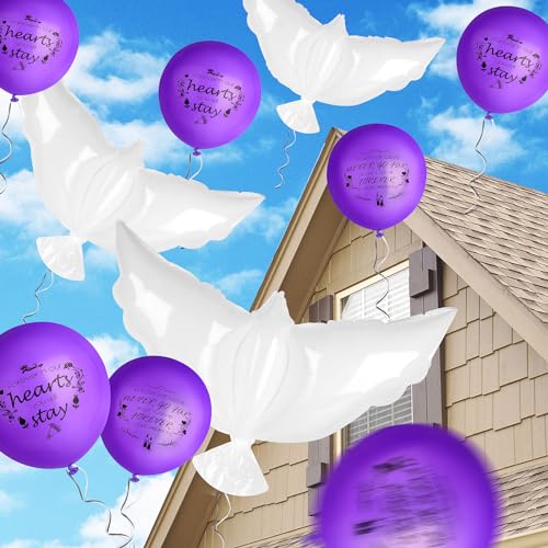 Image of 35PCS Memorial Balloons and 4PCS White Dove Balloons to Release in Sky Memorial Balloon for Release Happy Heavenly Balloon for Condolence, Funeral, Anniversary, Remembrance Services