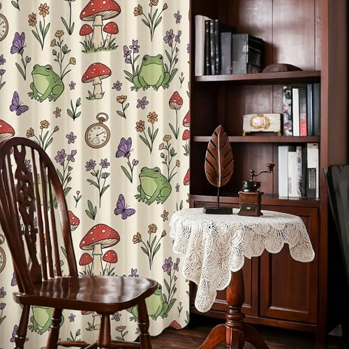 Rideaux occultants vert pour salon et bureau au décor de printemps