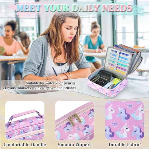 Image of VX VONXURY Large Pencil Case, 54-Slot Colored Pen Pouch 2 Removable Sleeves