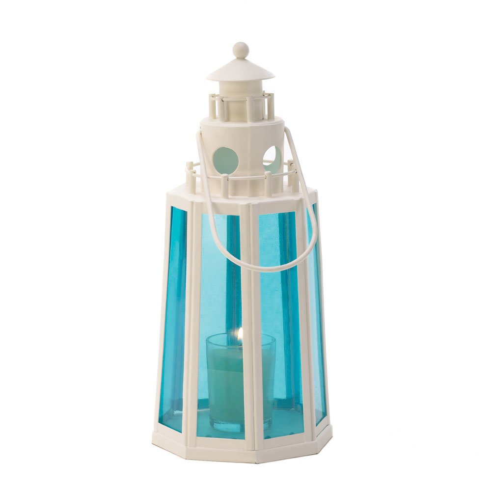 Koehler 10 Inch Ocean Blue Lighthouse Candle Lamp, Multicolor