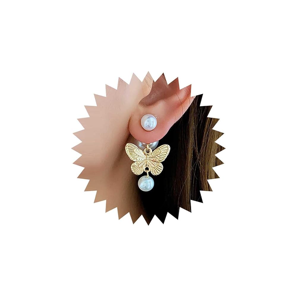 Amazon.com: Vacaonio Punk Pearl Ear Jacket Earrings Gold