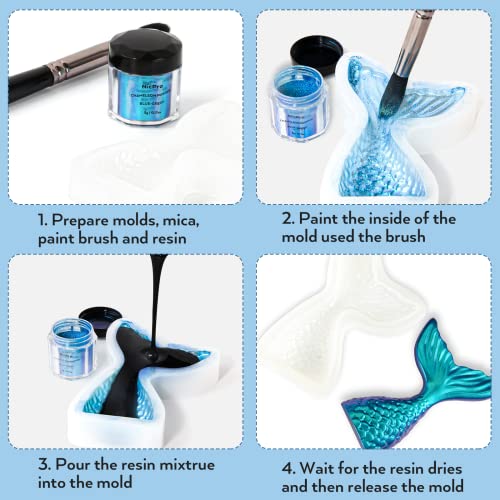 Nicpro 8 Color Chameleon Powder Pigment Set, Updated Mica Powder For Epoxy Resin, Soap Making, Candle Making, Bath Bombs, Slime, Flakes Eyeshadow, Nail Art, Christmas Makeup (0.17 Oz/Jar) #TOP1