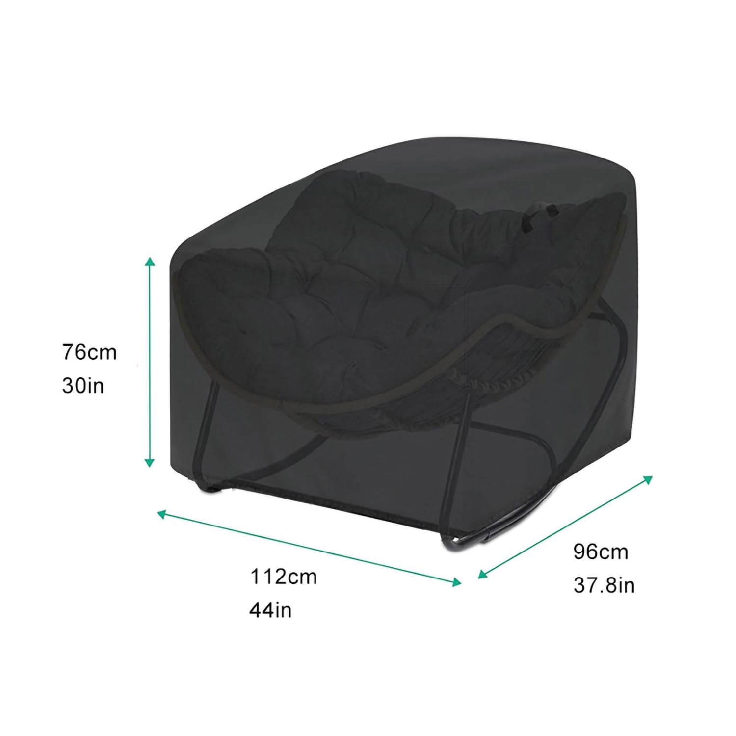 420D Oxford Papasan Schaukelstuhl Abdeckung, Outdoor Loungesessel Schutzhülle, Garten Sessel Cover für Papasan Chair, Staubschutz Abdeckung mit Kordelzug, 112×96×76 CM