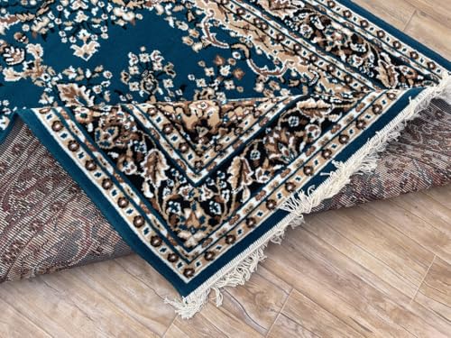 Image of TTC THREAD & TEXTURE CARPET Traditional Comfort: Power-Loomed Carpets for Living Room- Every Space Area Rug Color Blue Size 6x8 Feet (180x235cm)