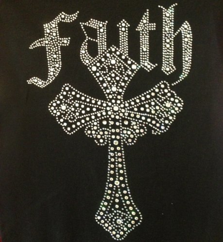 Faith Cross Rhinestone Transfer Iron On Hot Fix Motif Bling Applique - DIY