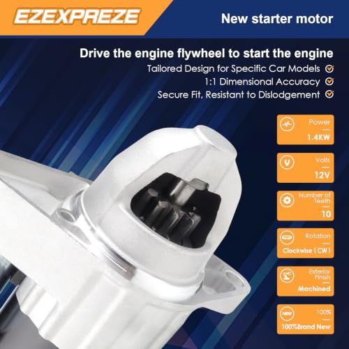 Image of Ezexpreze 19254 New Starter for 2013-2016 Dodge Dart 2.0L, 2013-2016 Dodge Dart 2.4L 1.4KW 12V CW 10T