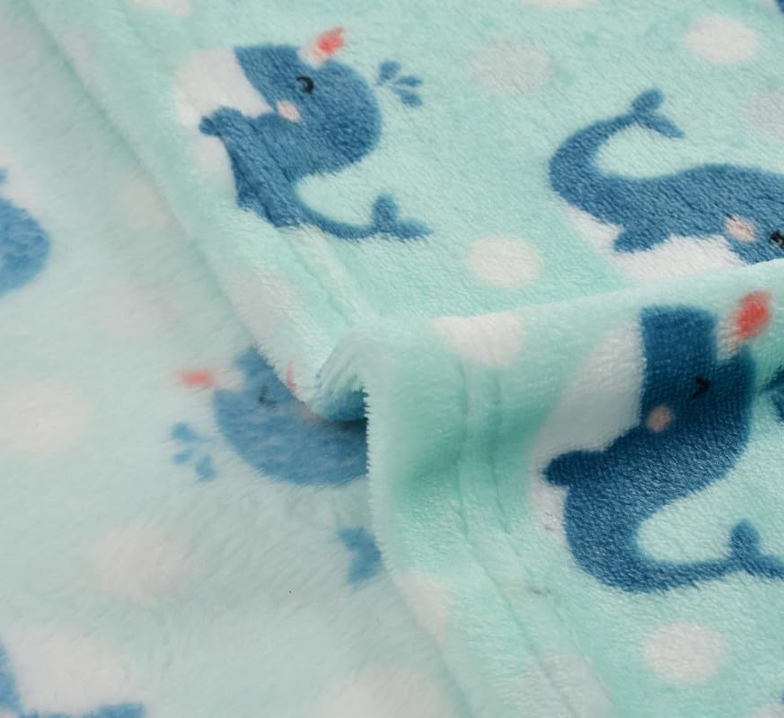 Image of Florida All Season AC Baby Blanket Swaddler Wrapper Flannel Soft and Comfortable for 0-5 Years Babies with Dolphin Print-Dolphin Blue