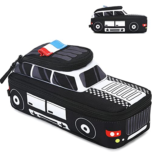 Image of LEDAOU Cute Pencil Case for Kids Girls Boys Pencil Pouch kawaii Pen Pencil Box Bag Holder for School Students (Police Car)