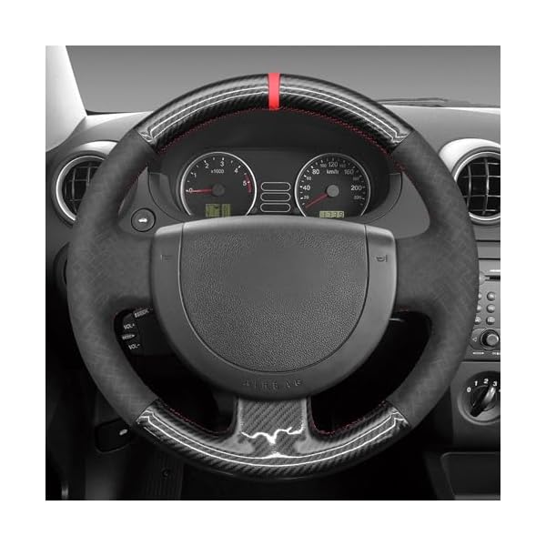 MEWANT Steering Wheel Covers for Fiesta MK6 2002-2008 Fusion 2002-2012 Transit Connect 2002-2013 Hand-Stitched Suede Leather Steering Wrap - Image 4