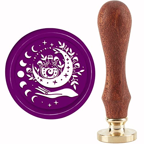 CRASPIRE Witch Wax Seal Stamp Halloween Sealing Wax Stamps 30mm Retro Vintage Removable Brass Stamp Head with Wood Handle for Wedding Invitations Halloween Christmas Thanksgiving Gift Packing