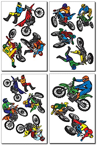 Samunshi® - Lot de stickers muraux motif moto - Décoration pour chambre d’enfant fille et garçon