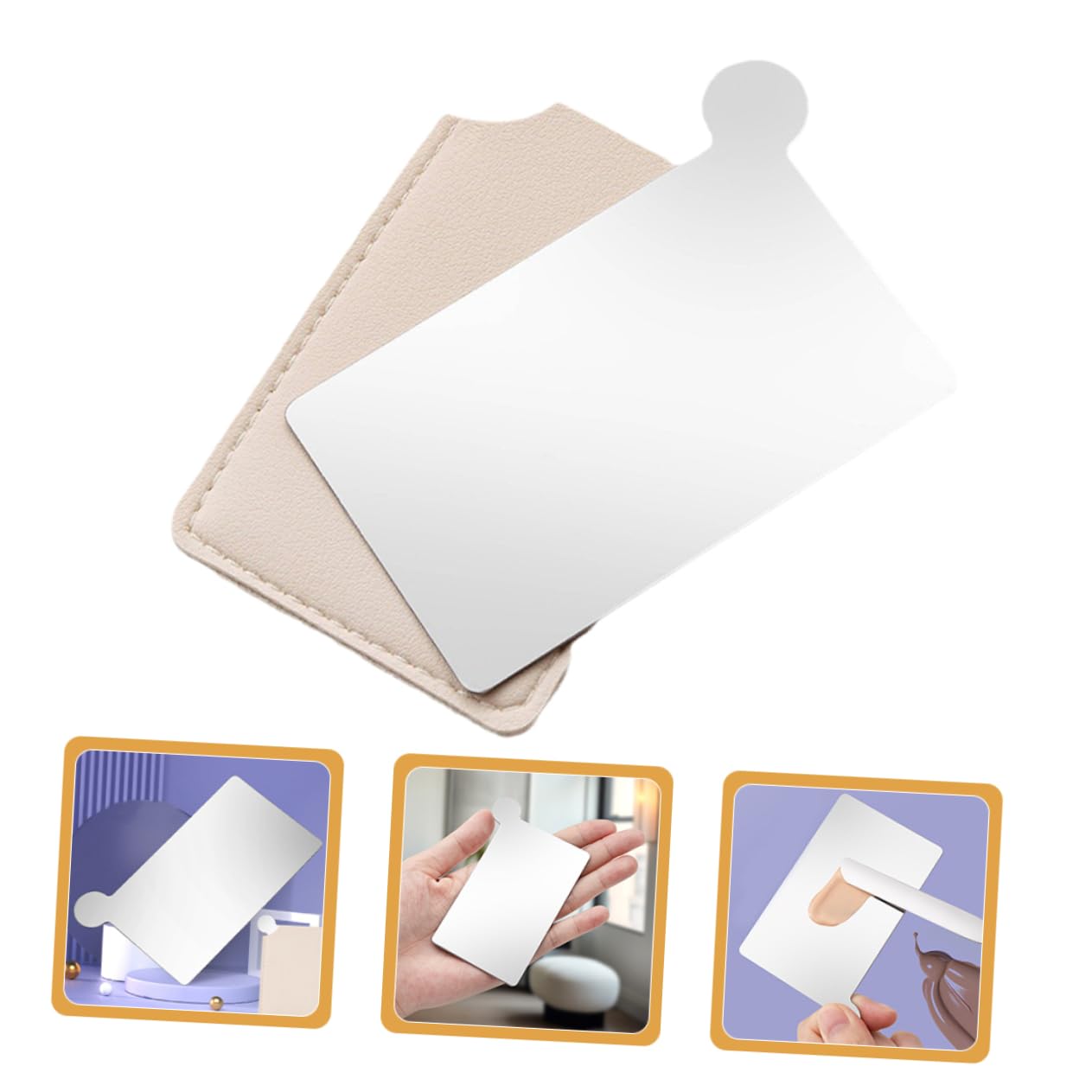 BESTYASH Stainless Steel Makeup Mirror Palette 2-in-1 Mixing Plate Mirror for Foundation Contour Blush