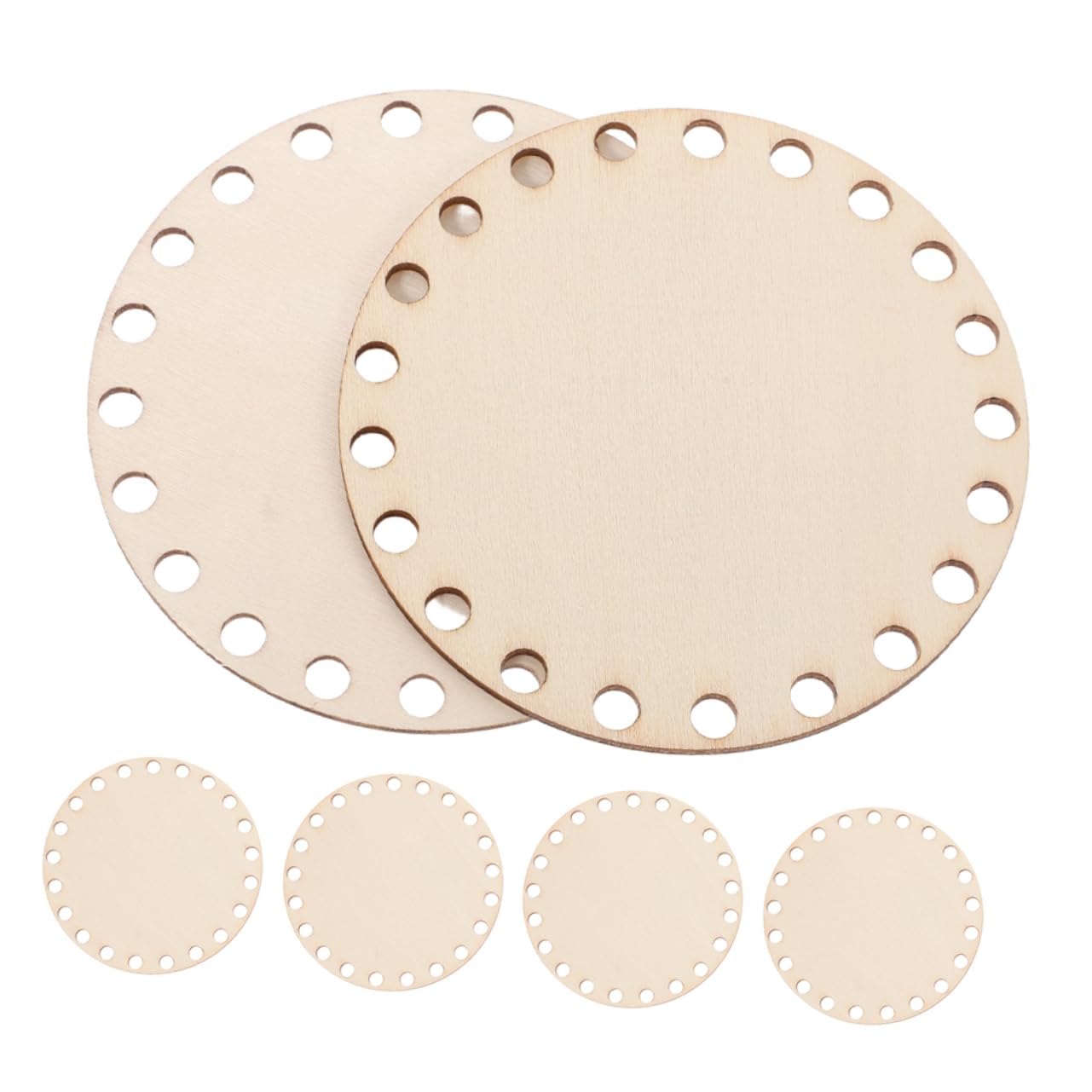 Totority 6Pcs Unfinished Wooden Round Weaving Base for Crochet Baskets Sturdy Craft Materials for Knitting for Beginners and