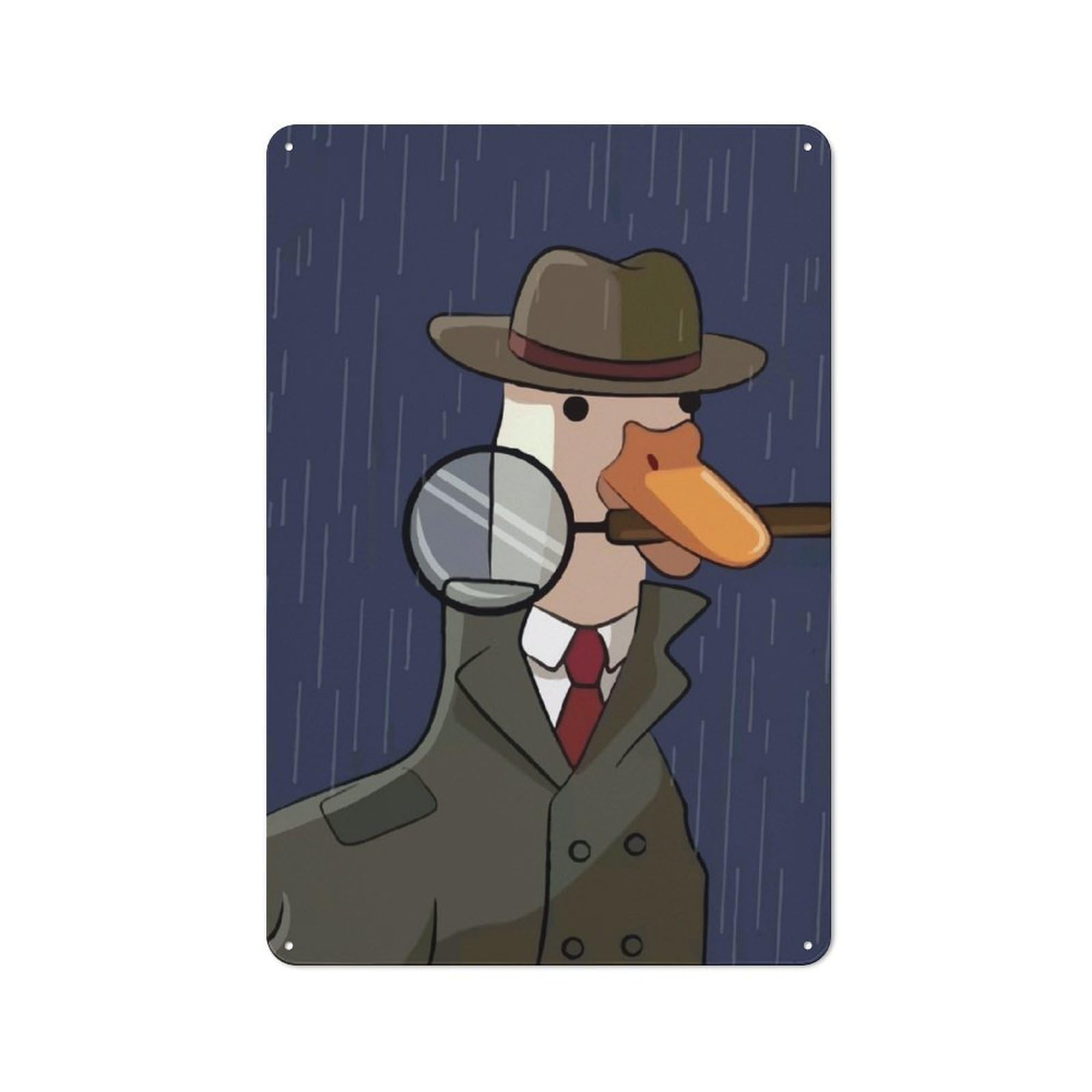 Junmoney Goose Game Ducktective Character Decorative Tin Plaque 30X20cm Featuring Home Wall Decor For Flat, Dorm Room, Lounge Or Cafe
