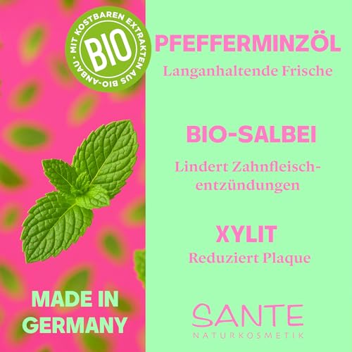 SANTE Naturkosmetik Minze Total Care Zahncreme - 75 ml - Zahnpasta mit Natrium-Fluorid… – Ansicht 3