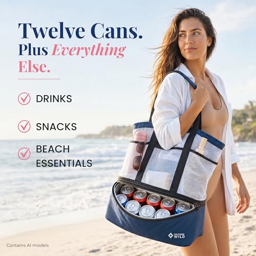 Beach Tote with Cooler & Ice Packs