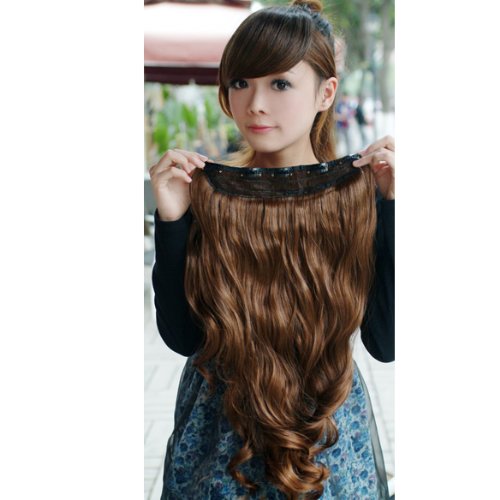 Vktech Width 25cm Lady Sexy Stylish Long Curl Wavy Clip-on Hair Extension (Light Brown)