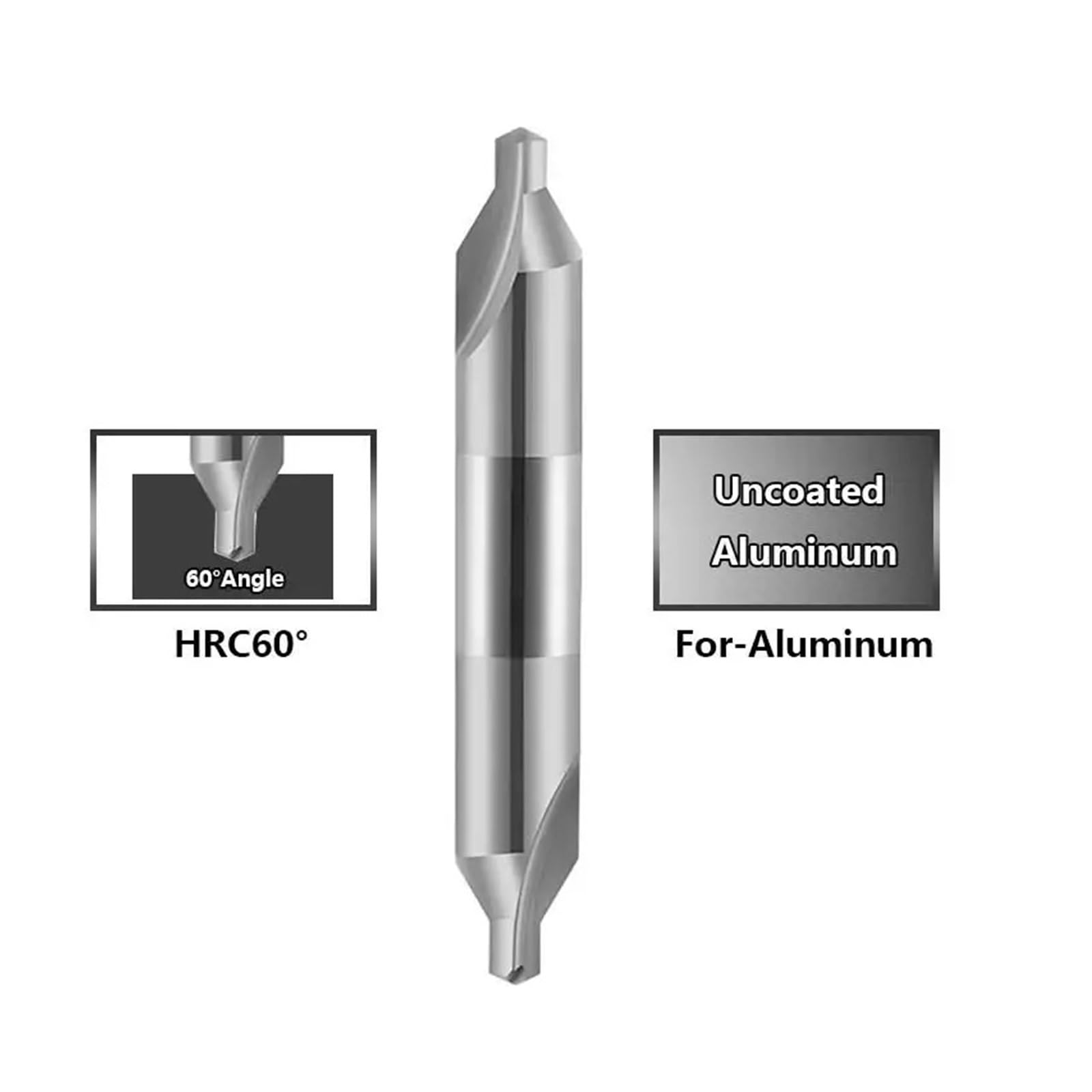 Wiertła kątowe z podwójną głowicą ze stali węglowej, kąt 60 stopni, narzędzia CNC do wiercenia centralnego stali / aluminium 0,4 mm-5,0 mm (HRC60-AL,3,0x3,5x60Ax8Dx60L)