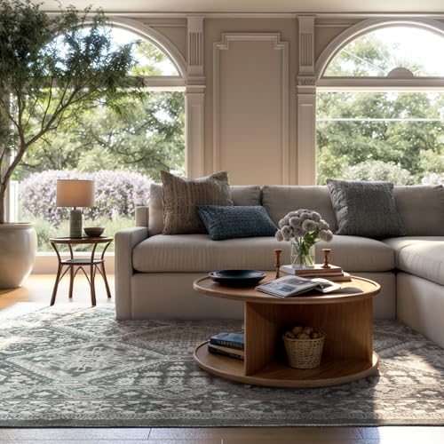 nuLOOM 5x8 Becca Traditional Tiled Area Rug, Charcoal, Faded Transitional