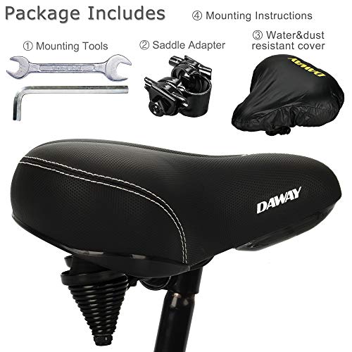 DAWAY Most Comfortable Bike Seat - C30 Oversized Extra Wide Exercise Bicycle Saddle, Universal Fit for Road, Spin, Stationary, Mountain, Cruiser Bikes, Gift for Men Women Senior, Soft Foam Padded