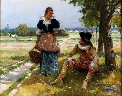 Lienzo de pintura clásica Flirt de Adrien Moreau de 60x90cm para decoración
